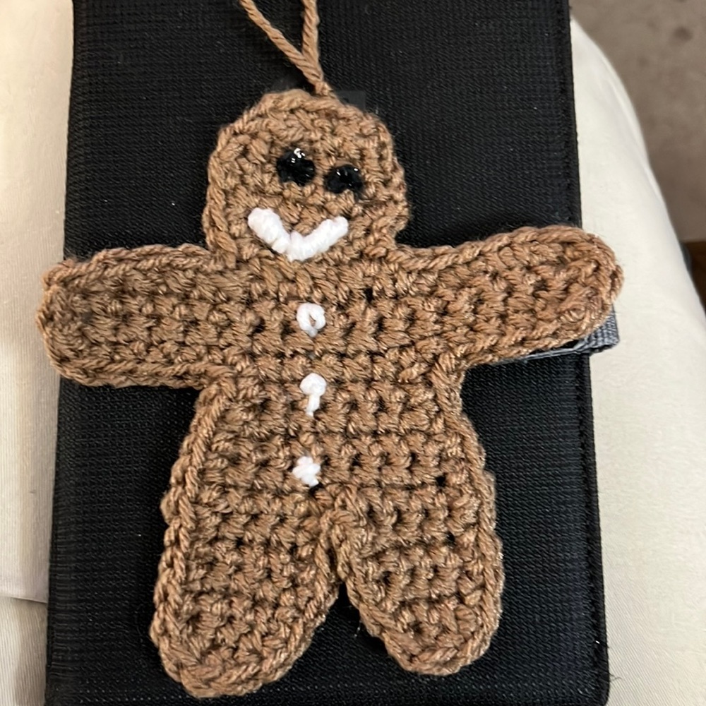 Crocheted Ginger Bread Man Christmas Tree Ornament Handmade New Made by Me